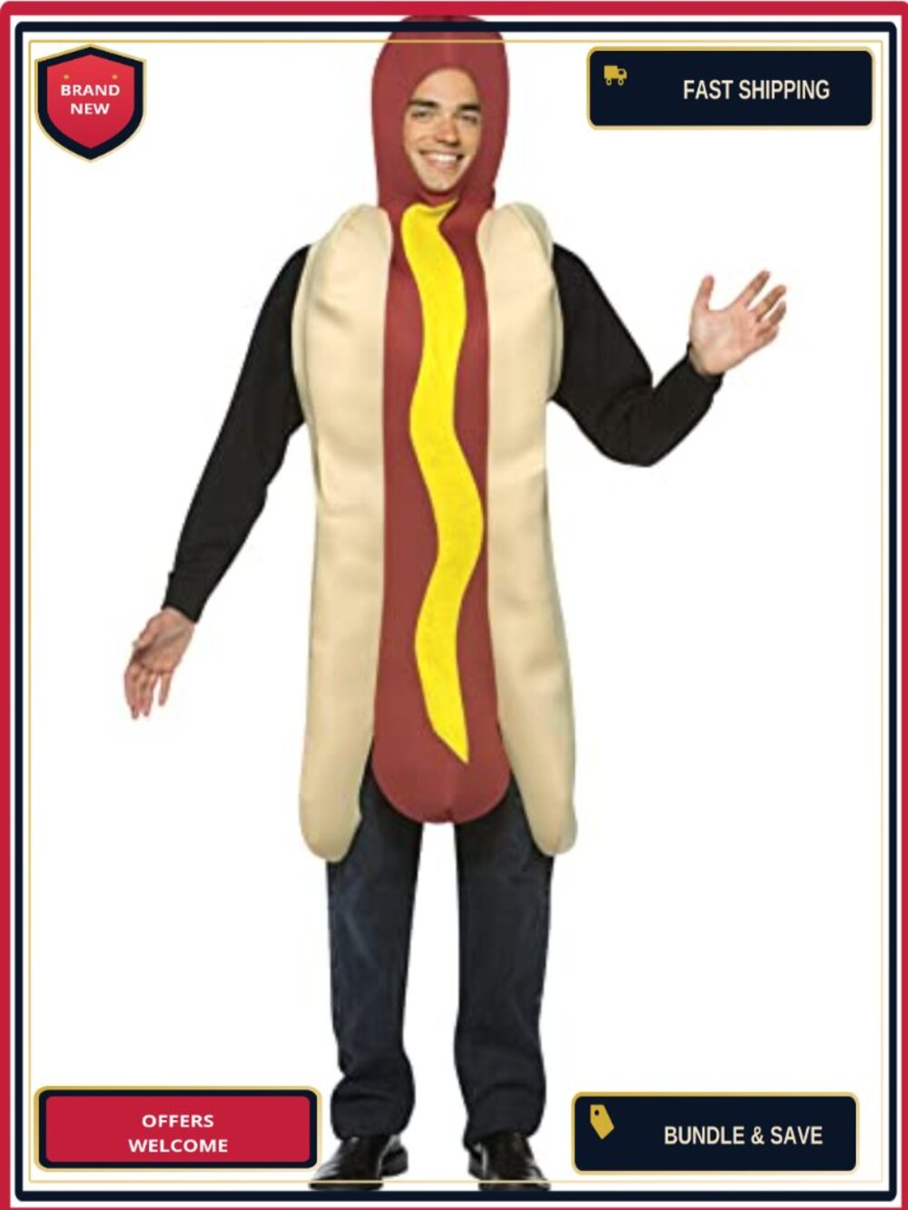 Adult Hot Dog Halloween Costume One-Piece Tunic Unisex Fun Party